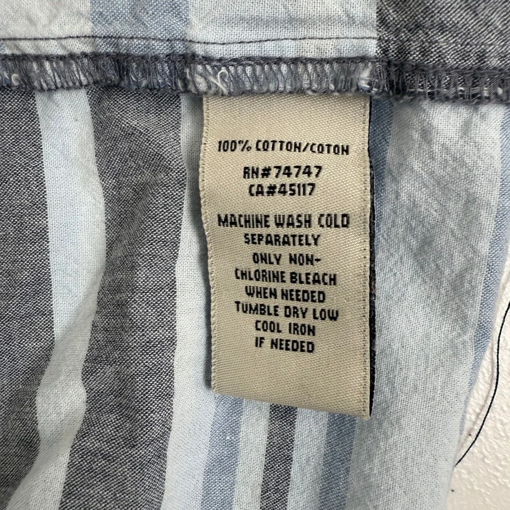 Bob‎ Timberlake Men's XL Blue Gray Stripe Short Sleeve Button Up Shirt